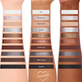 ColourPop Crème Gel Liner New BFF swatches line three arms from light to deep skin tones, showing matte and metallic neutrals labeled Exit, Calabasas, Honeydude, Kicker, Hit the Jackpot, Overboard, Sunnyvale, Karaoke Night, Brew Haha, and Swerve.