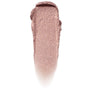 Boo-Kay ColourPop Jelly Much Shadow swatch spreads in a thick vertical stroke, showing a metallic mauve-rose shimmer with fine gold sparkle and a softly faded edge on a white background.