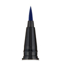ColourPop BFF Liquid Liner, shade Crzy, showing a precise felt-tip applicator saturated with bold electric-blue pigment, macro close-up on a white background for crisp lines and winged eyeliner control.
