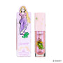 ColourPop Courageous Rapunzel Ultra Glossy Lip tube standing beside its pastel box featuring Disney Princess Rapunzel and Pascal, showing shimmery pink gloss packaging on a white background for a cute makeup look.