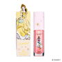 ColourPop Mademoiselle Belle Ultra Glossy Lip tube standing beside its Disney Princess Belle-themed box, featuring pink shimmery lip gloss with enchanted rose and character artwork on a clean white background.