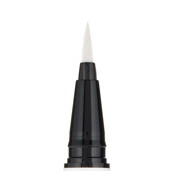 White felt-tip applicator of the Graceland BFF Liquid Liner by ColourPop, shown upright to highlight its ultra-precise point on a glossy black pen barrel against a clean white background; ColourPop BFF Liquid Liner.