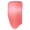 Princess Ave ColourPop Liquid Blush swatch spreading in a single glossy stroke, showing a warm coral-pink hue with fine iridescent shimmer and a dewy finish against a clean white background.