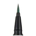 ColourPop BFF Liquid Liner in The Hills showing a precise, pointed felt tip saturated in deep green, the glossy black barrel standing upright in a crisp studio close-up on white for sharp, controlled eyeliner looks.