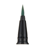 ColourPop BFF Liquid Liner in The Hills showing a precise, pointed felt tip saturated in deep green, the glossy black barrel standing upright in a crisp studio close-up on white for sharp, controlled eyeliner looks.